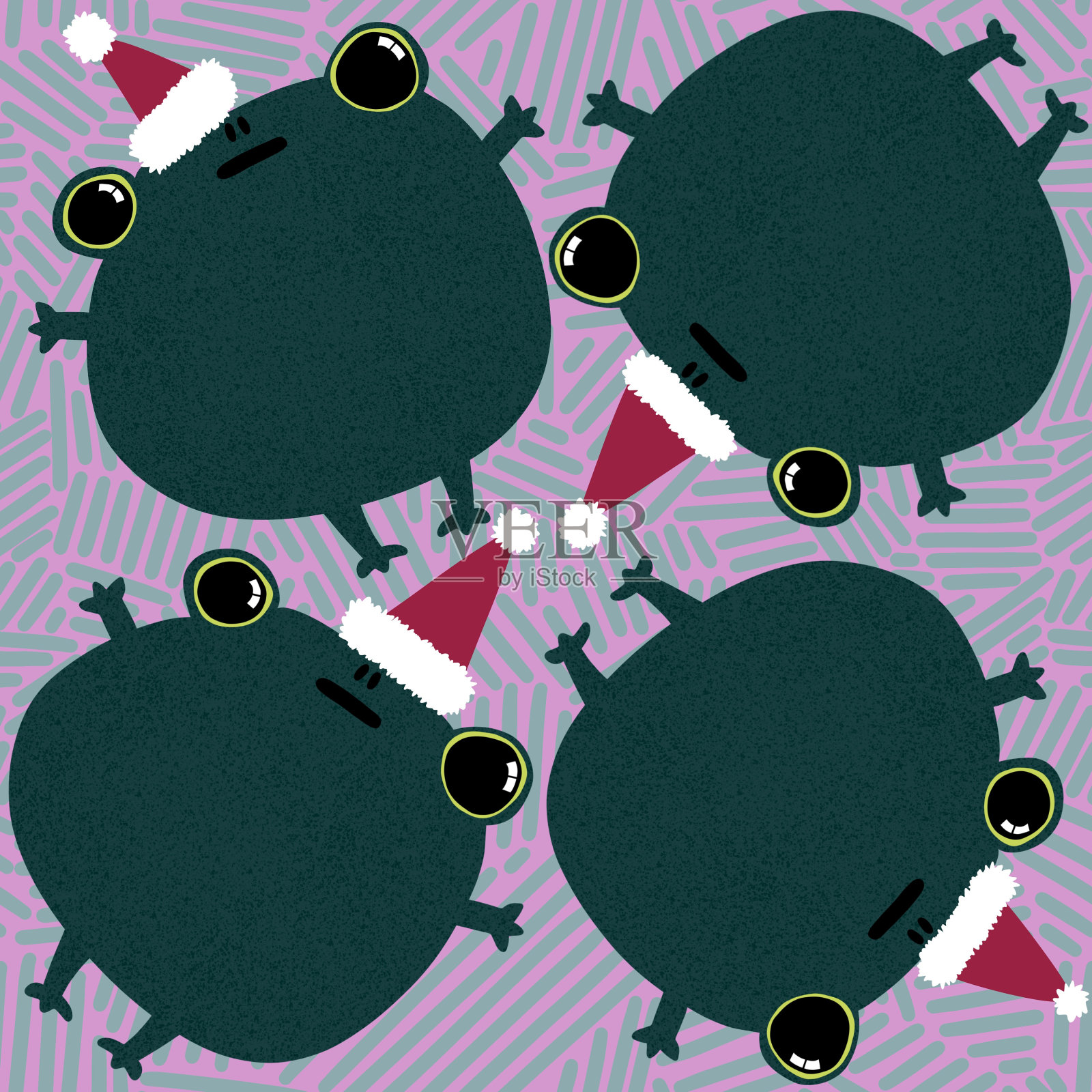 冬季圣诞无缝图案包装纸插画图片素材