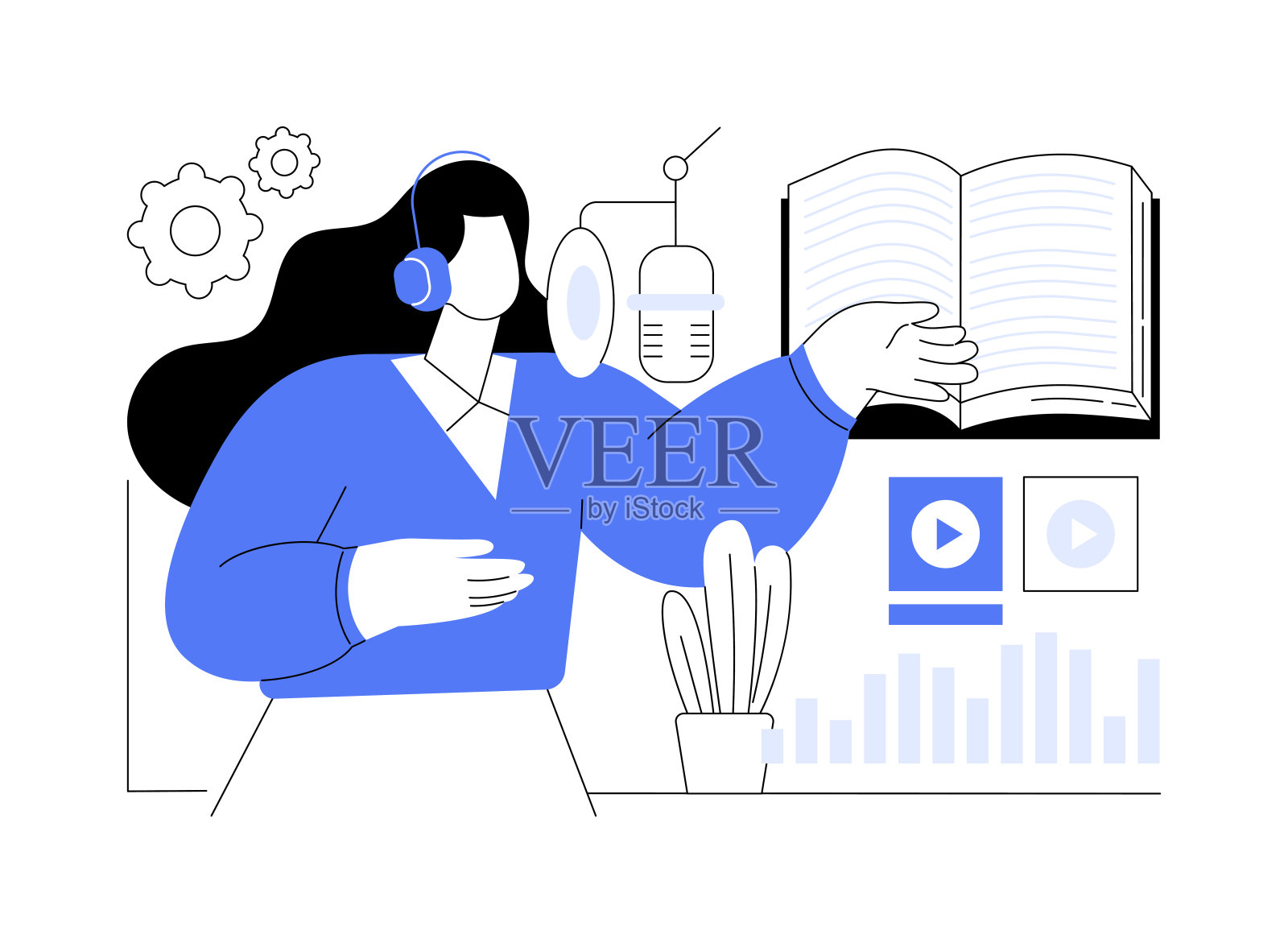 画外音艺术家孤立的卡通矢量插图。插画图片素材