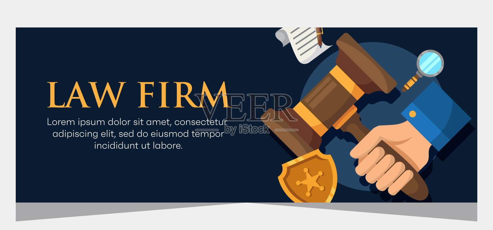 平面设计律师事务所横幅模板。高级横幅模板插画图片素材