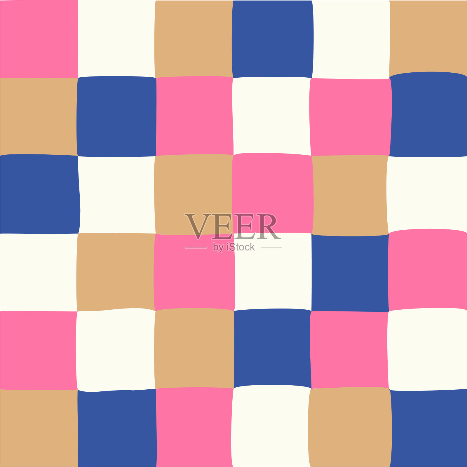 粉红色的蓝色棋盘棋盘复古的颜色矢量无缝图案。网格瓷砖几何抽象背景厨房纺织品,包装纸,横幅,壁纸,封面,卡片,织物插画图片素材