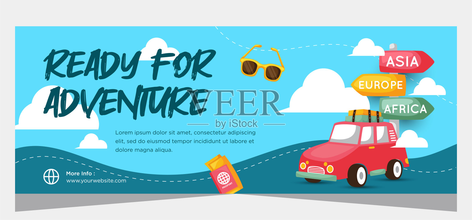 旅行社模板设计。旅游旗帜插画图片素材