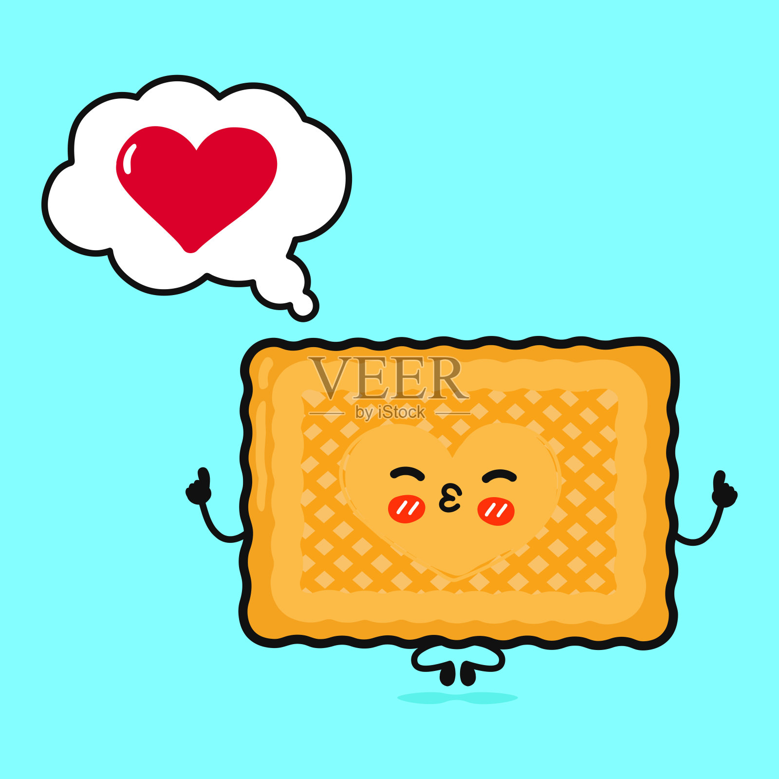 饼干在做瑜伽的时候带着气泡说话插画图片素材