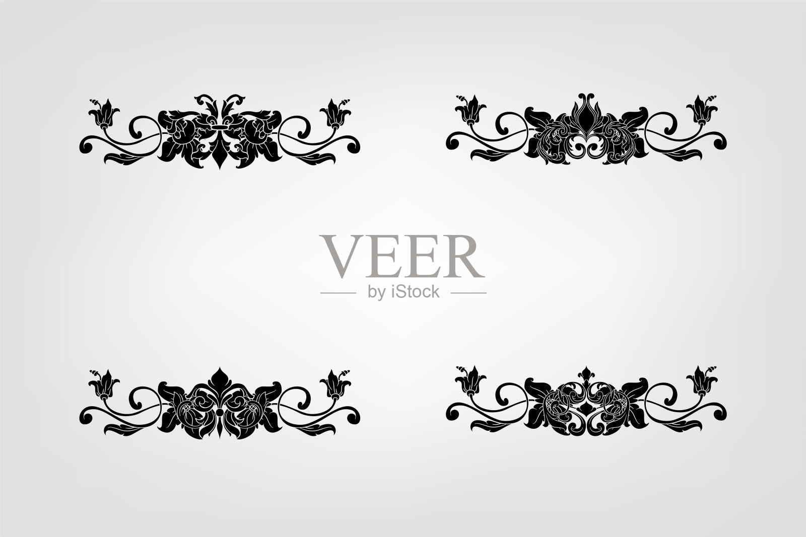 古典巴洛克花丝装饰装饰复古花边风格古董艺术复古插画图片素材