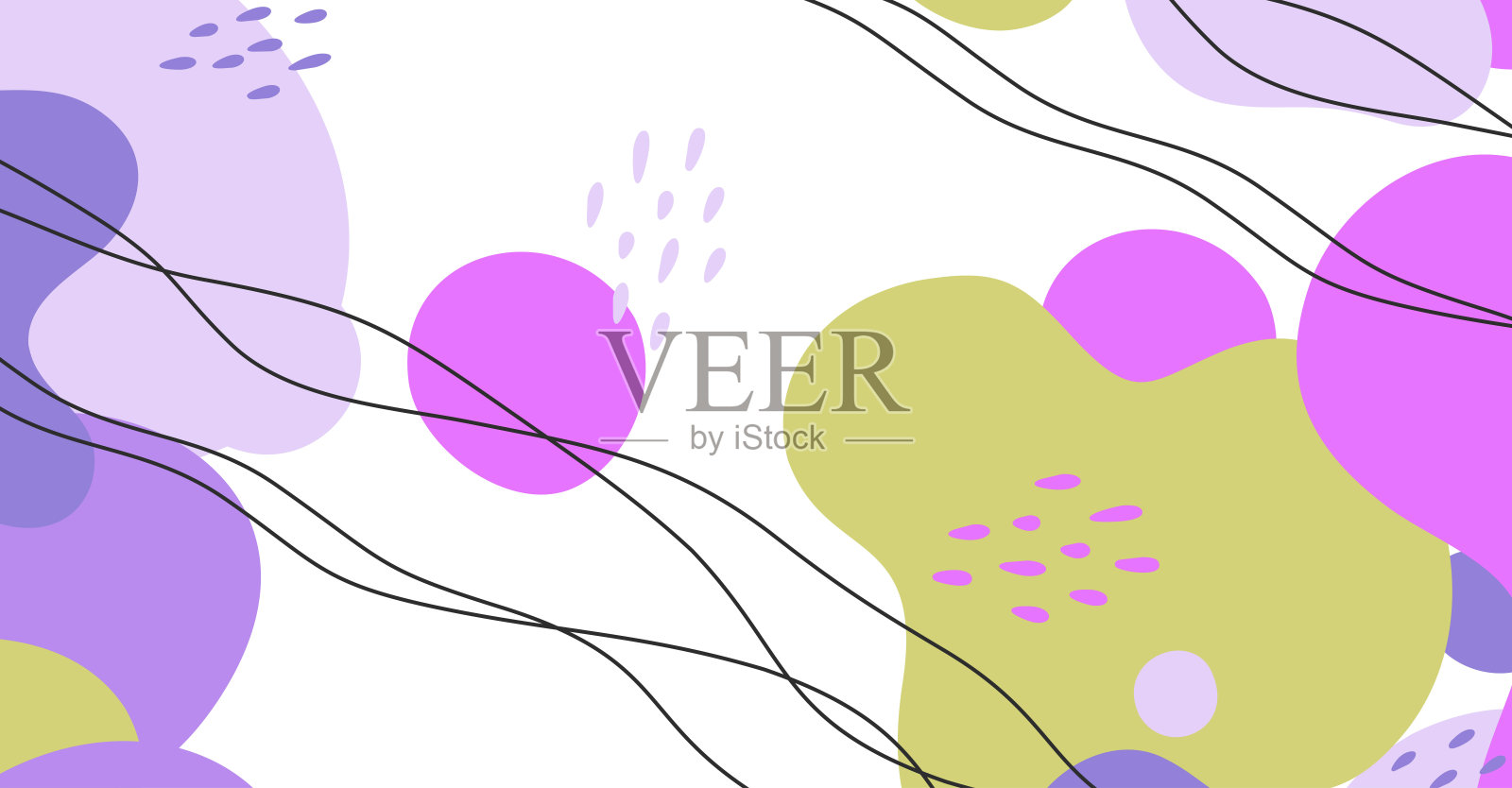 抽象的背景各种形状和涂鸦对象柔和的颜色插画图片素材