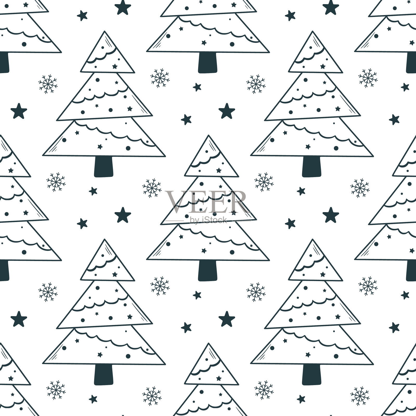 手绘圣诞无缝图案可爱插画图片素材