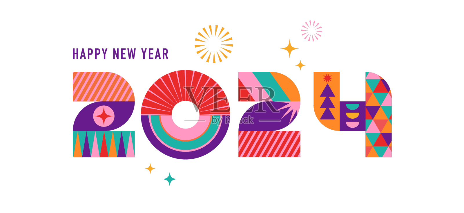 新年快乐海报、横幅和贺卡设计设计元素图片