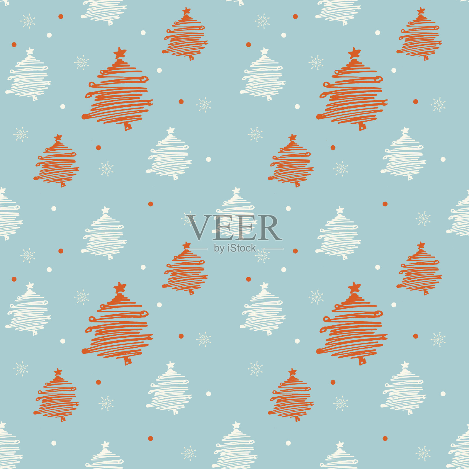 抽象简单的涂鸦艺术圣诞树无缝图案插画图片素材