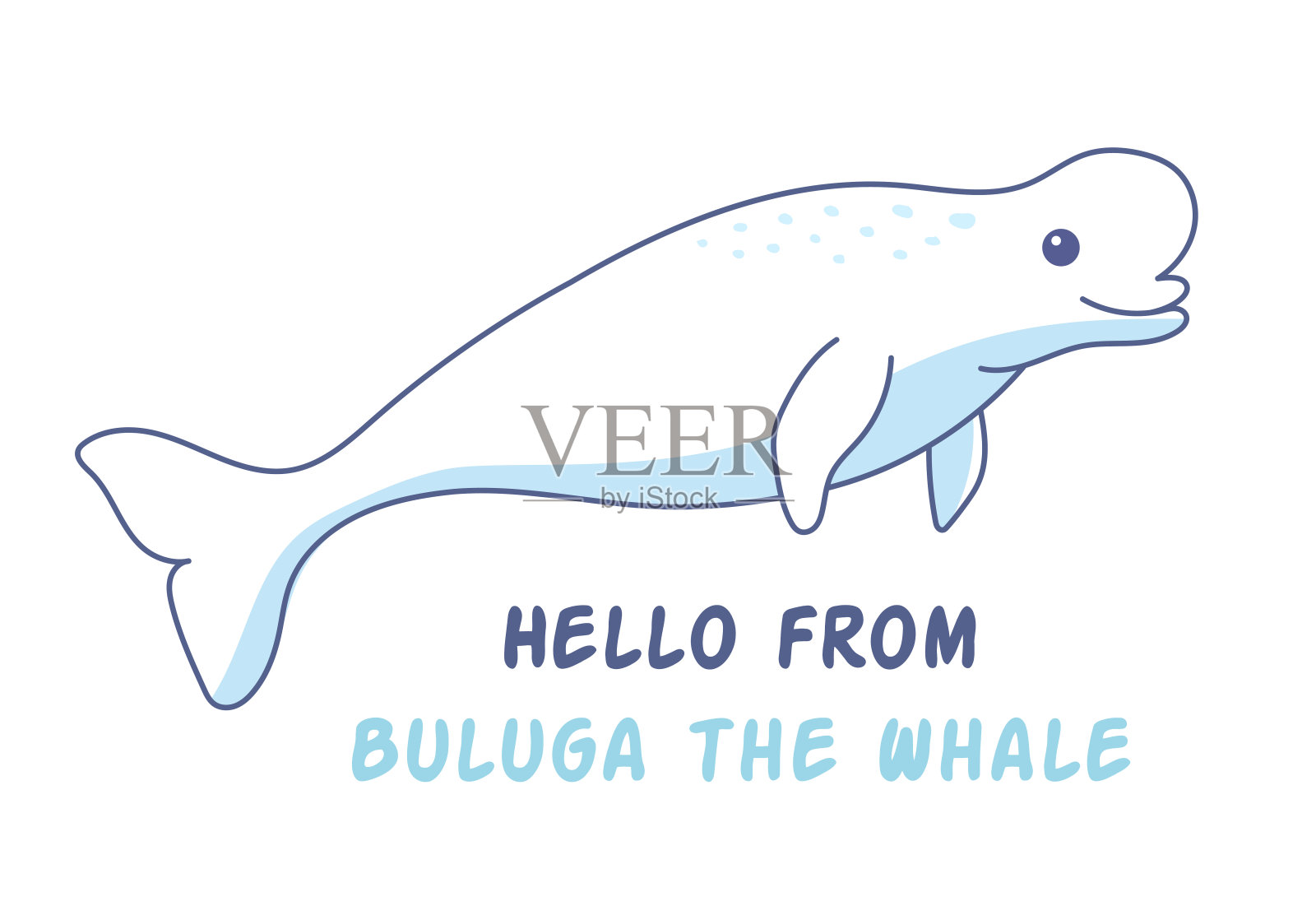 白鲸插图可爱的海洋动物,海洋居民插画图片素材