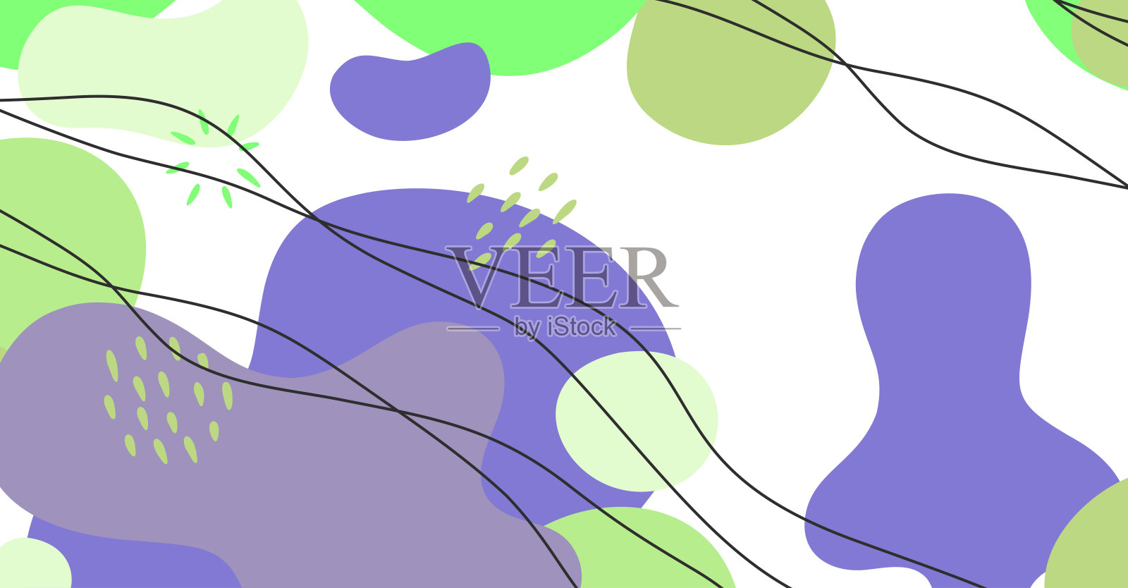 抽象的背景各种形状和涂鸦对象柔和的颜色插画图片素材