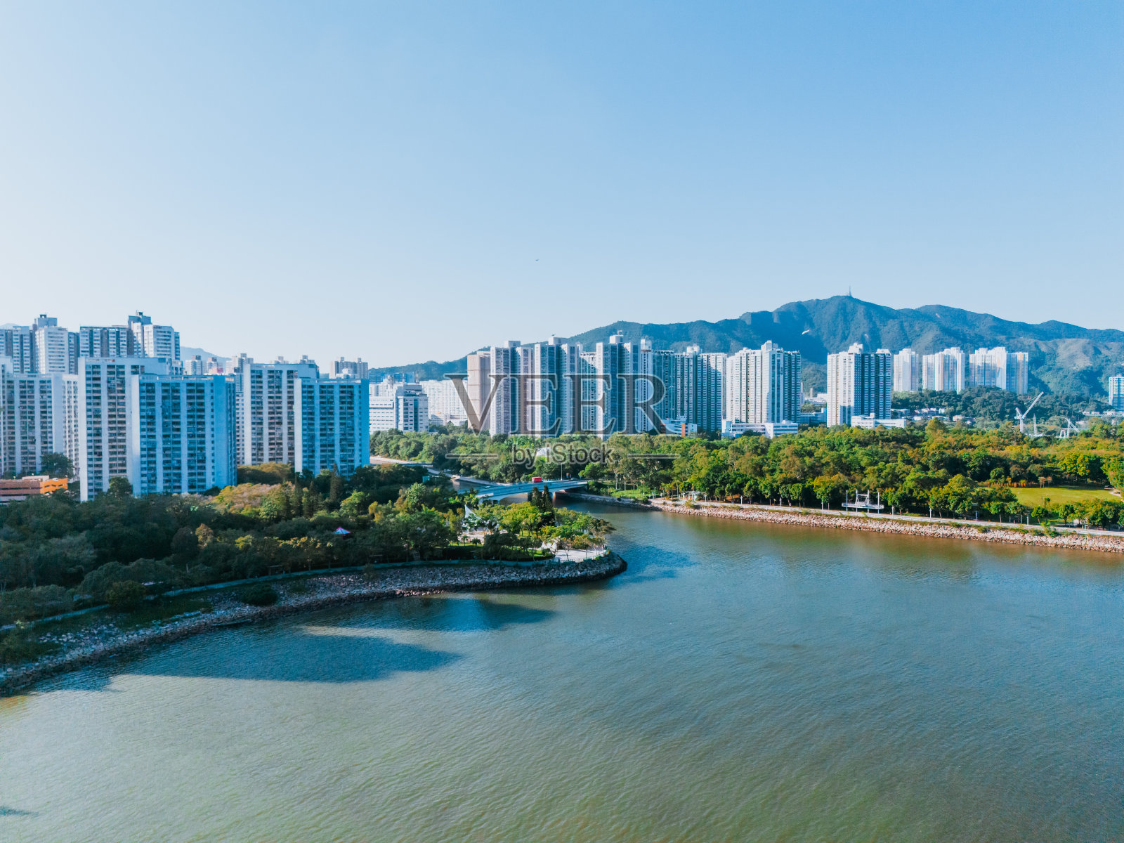 市区大埔住宅区鸟瞰图照片摄影图片