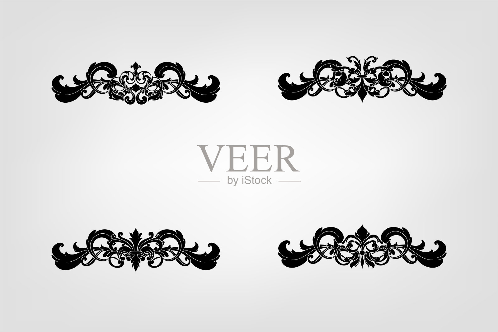 古典巴洛克花丝装饰装饰复古花边风格古董艺术复古插画图片素材