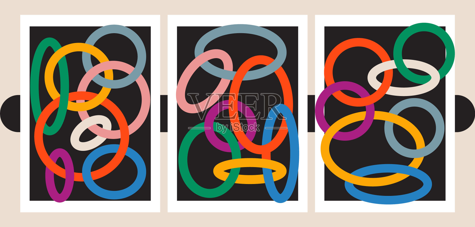 抽象封面集与圆圈在各种颜色插画图片素材