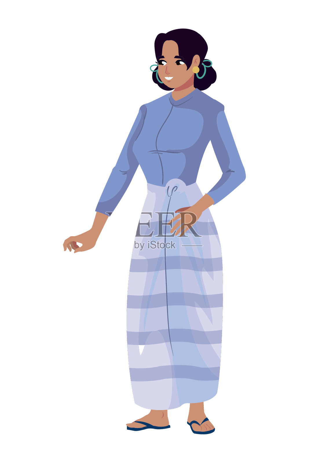 缅甸妇女站立设计元素图片