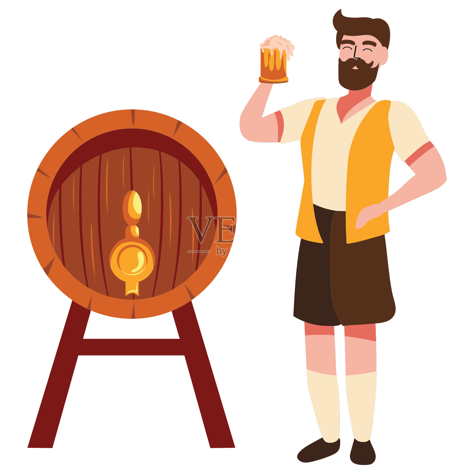 德国男人和桶装啤酒设计元素图片