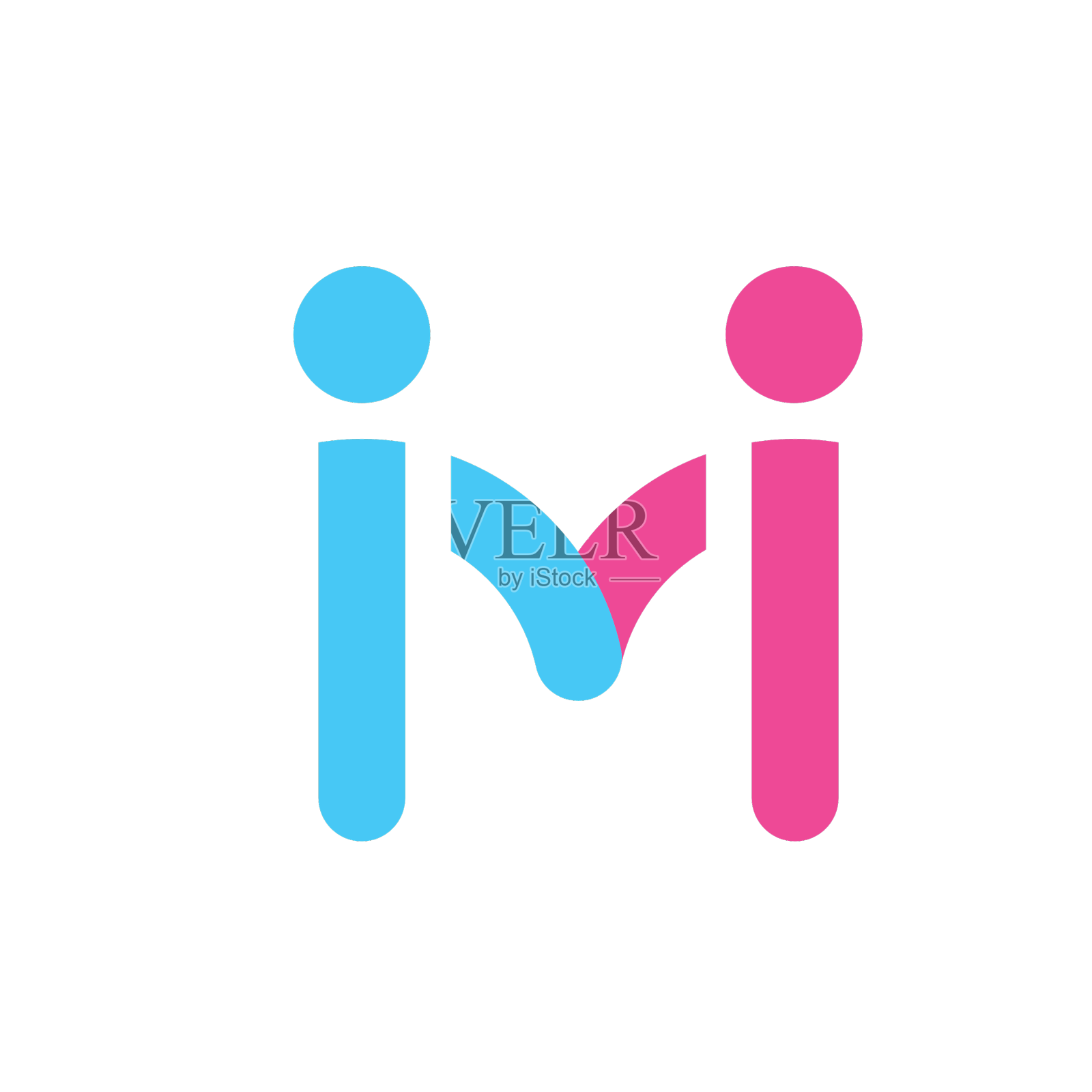 M字母人物握手图标概念设计设计元素图片