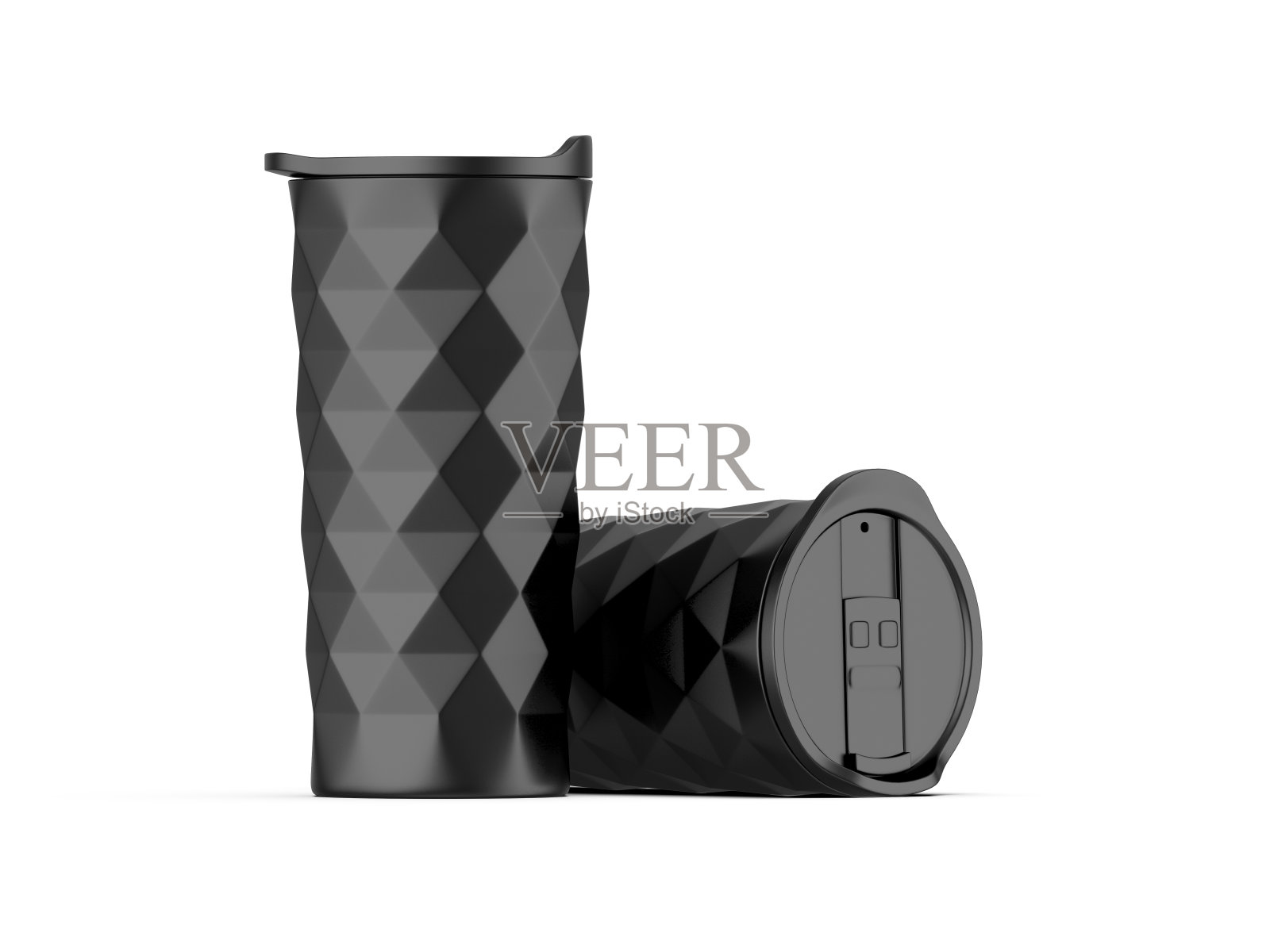 真空咖啡杯玻璃空白模型模板3d插图。照片摄影图片