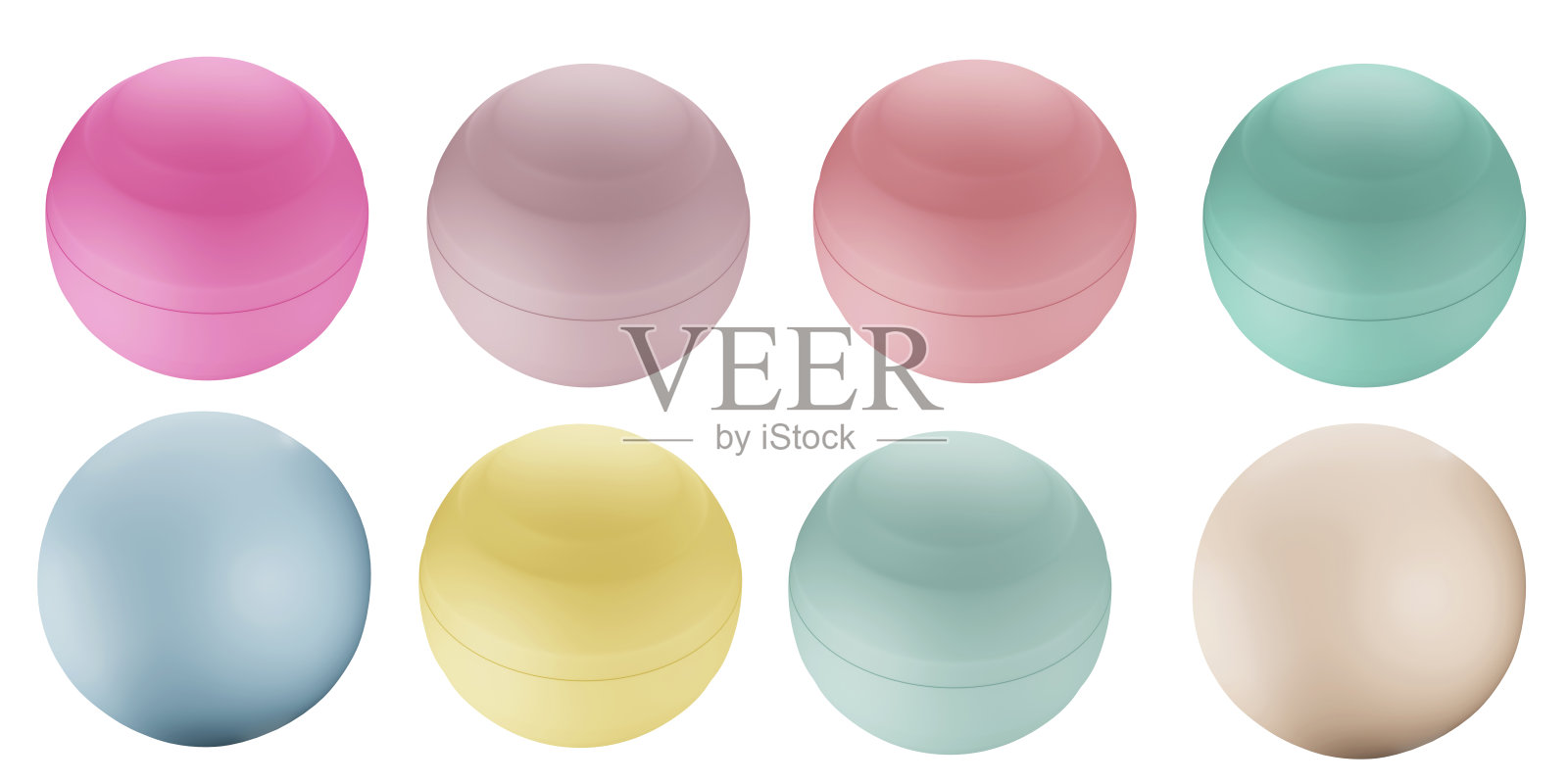 3D渲染球,圆对象插图集,抽象几何剪贴画照片摄影图片