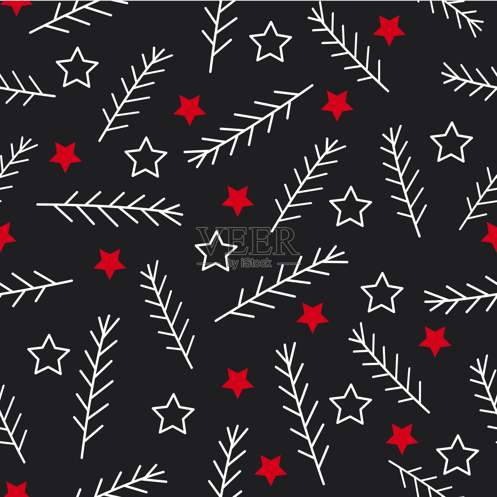 矢量无缝图案与白色早午餐和红星插画图片素材