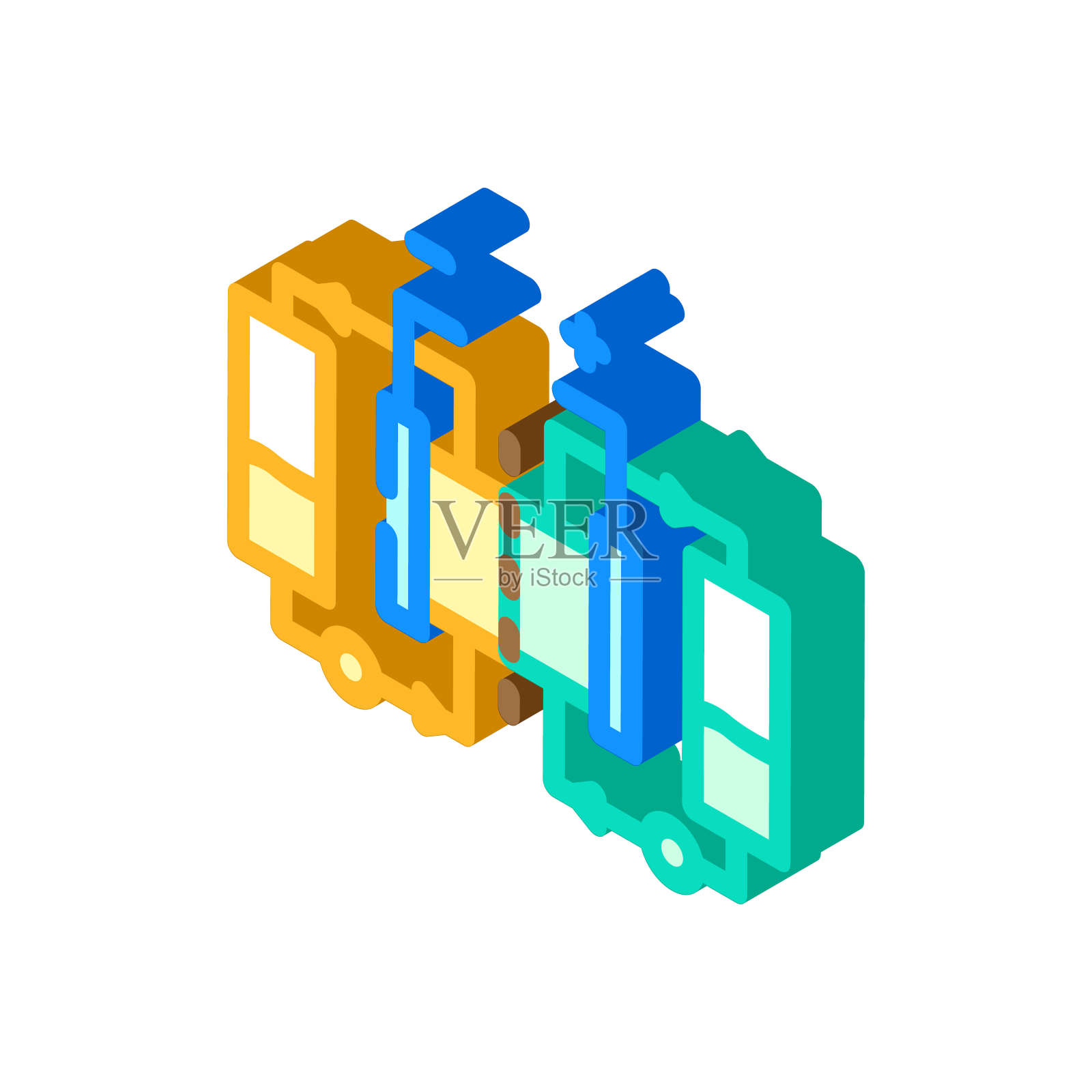 混合存储系统等距图标矢量插图插画图片素材