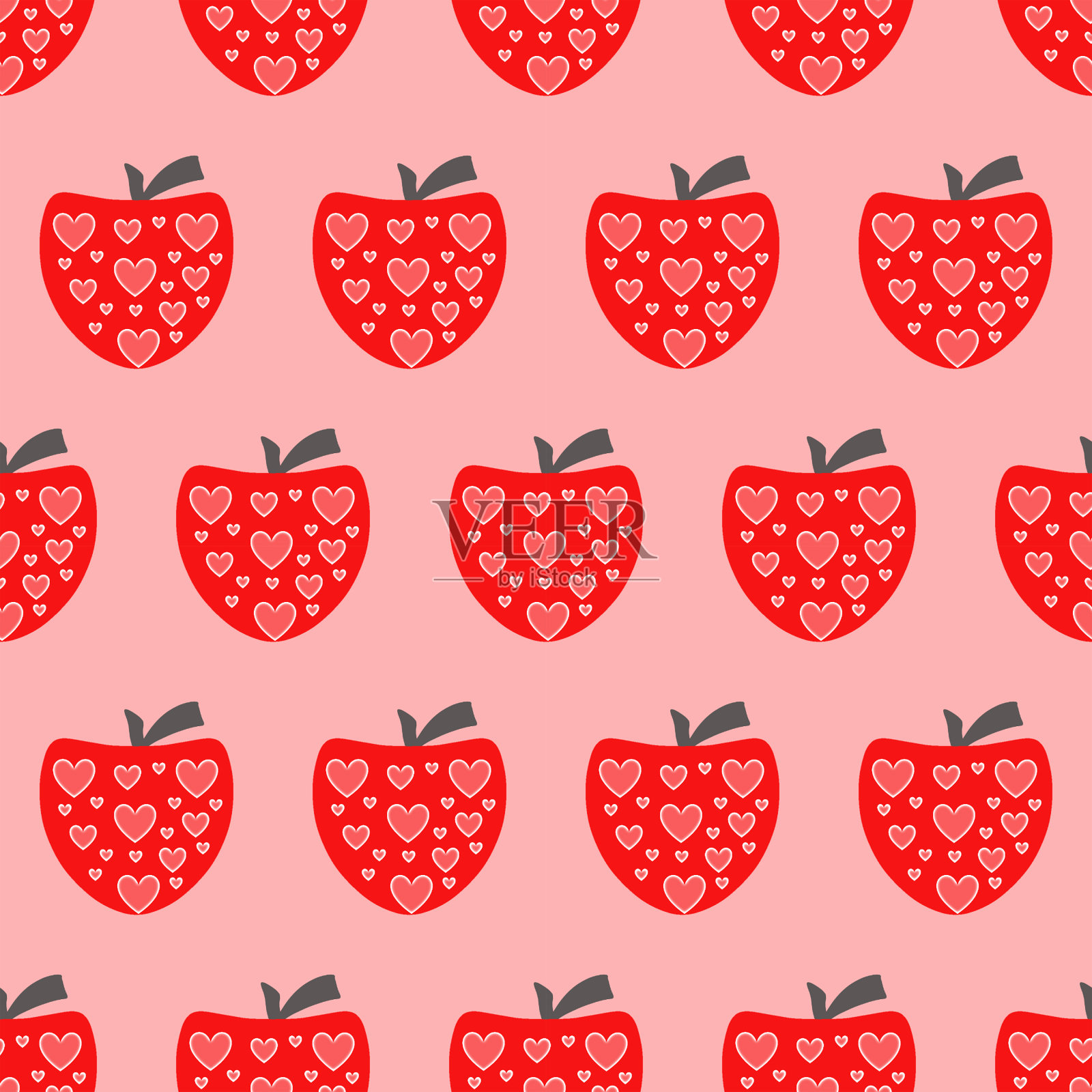 心形无缝花纹插画图片素材