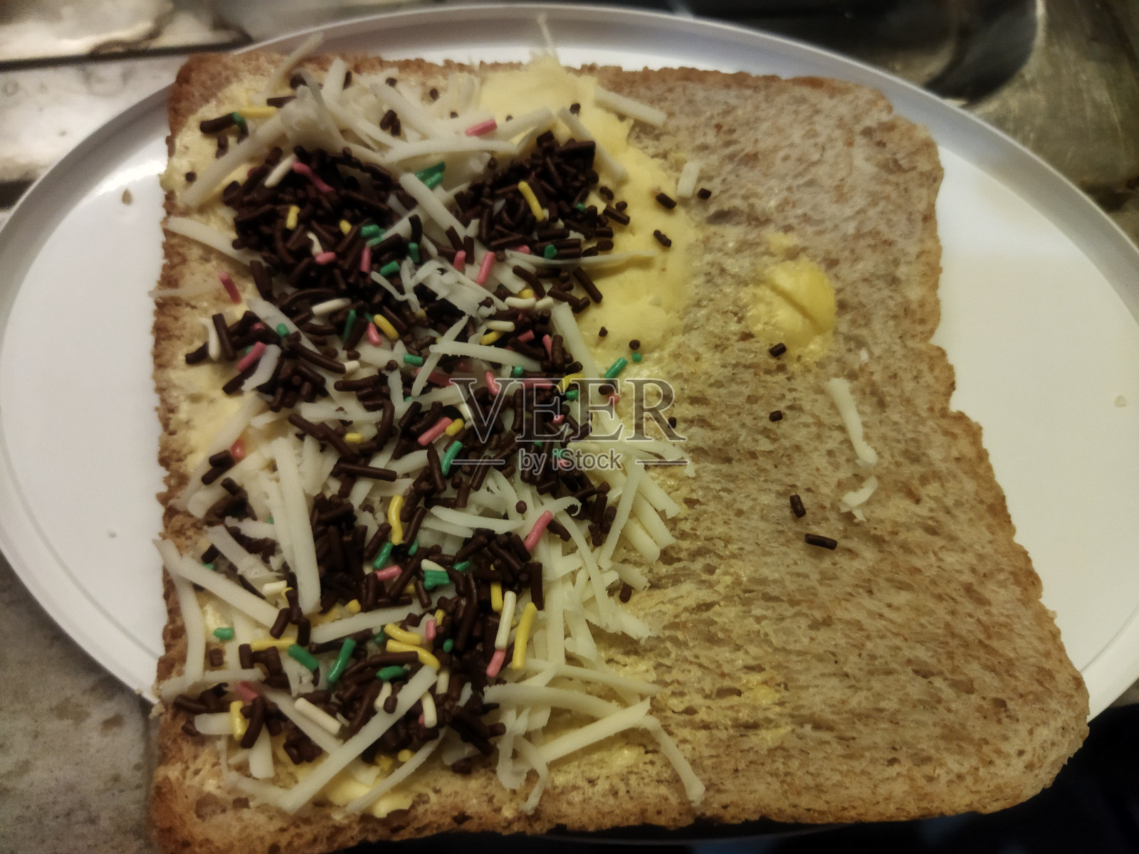 奶酪巧克力法式吐司照片摄影图片