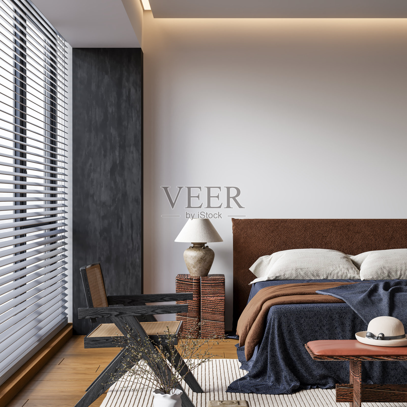 Wabi Sabi室内卧室壁纸模型照片摄影图片