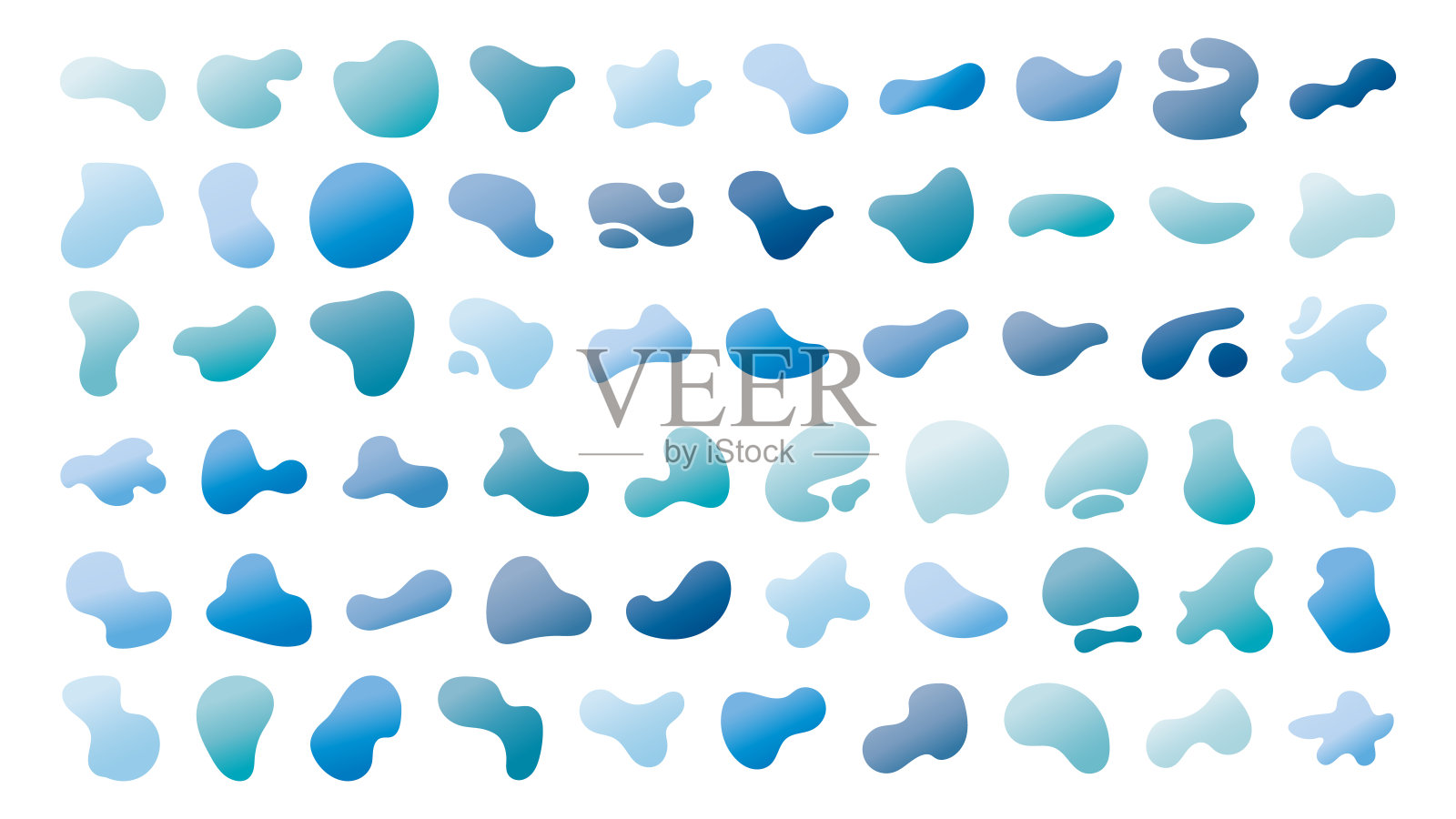一组渐变的水滴形状,圆形抽象元素。简单的水渍形状和形式。矢量插图。大的形状。插画图片素材