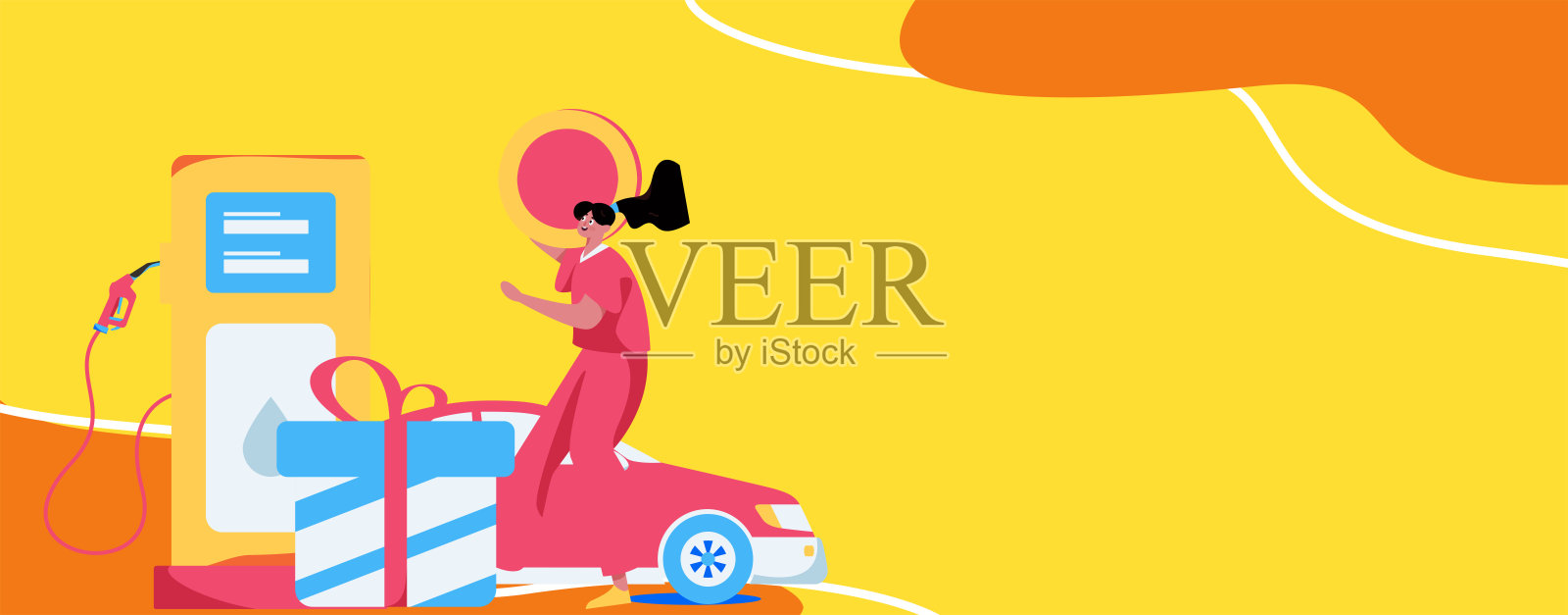 矢量互联网操作手绘插图的人获得折扣加油他们的汽车插画图片素材