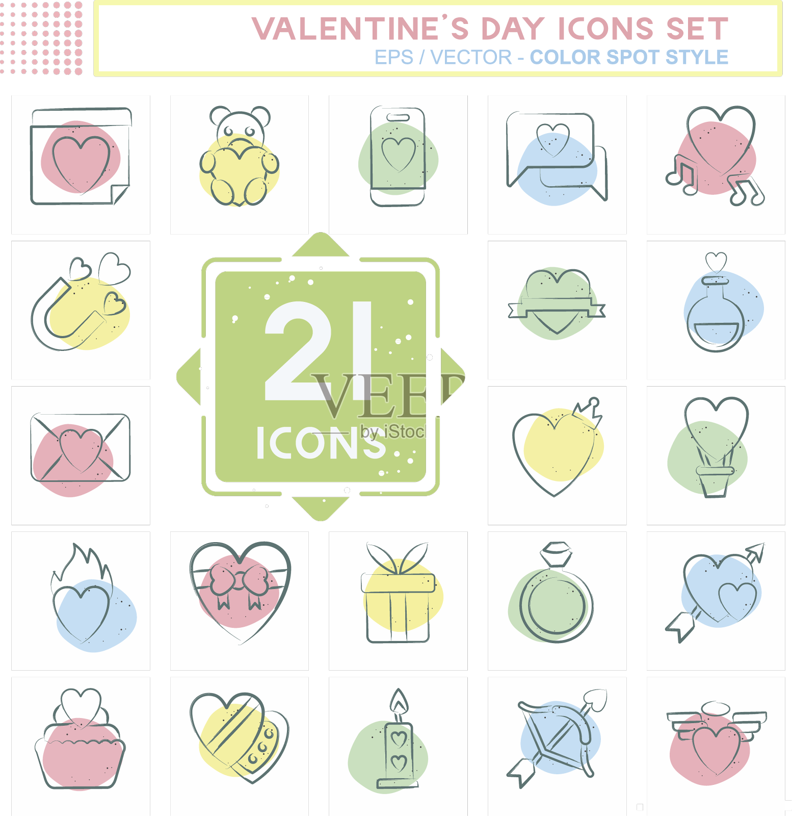 图标集情人节相关的爱情符号设计元素图片