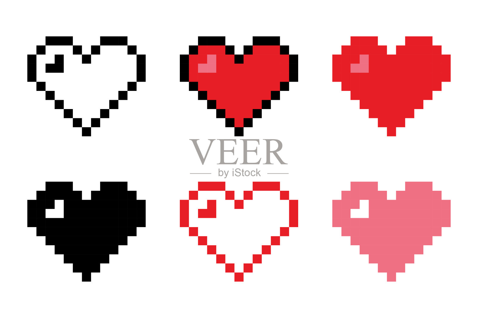 一组复古像素心插画图片素材