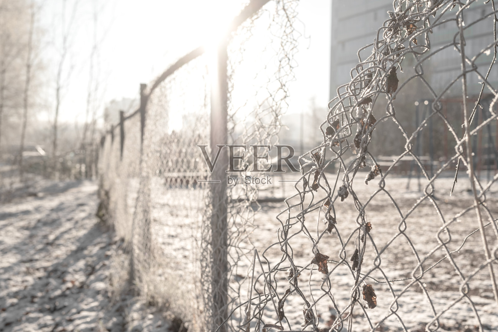 白霜栅栏照片摄影图片