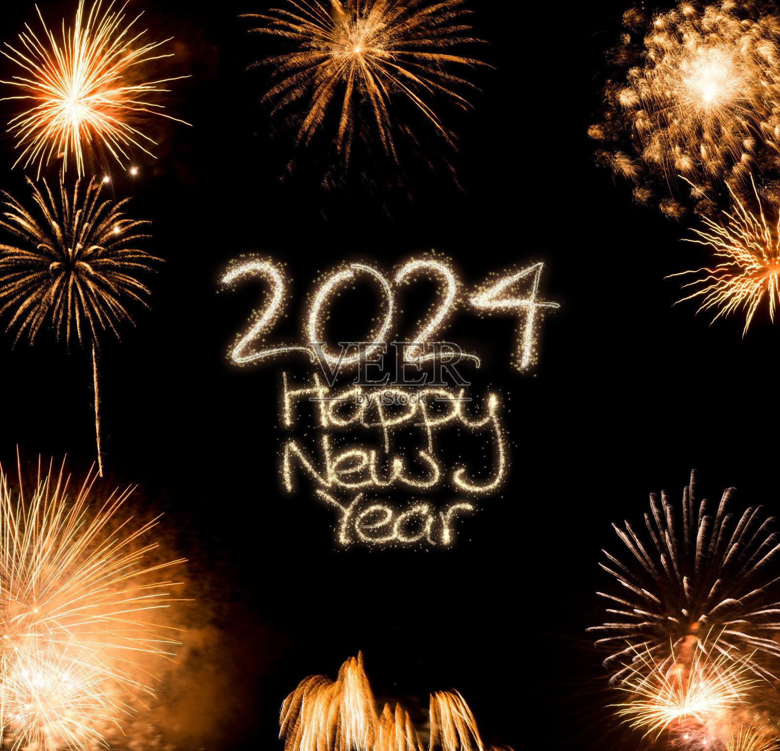 2024年新年烟花汇演照片摄影图片