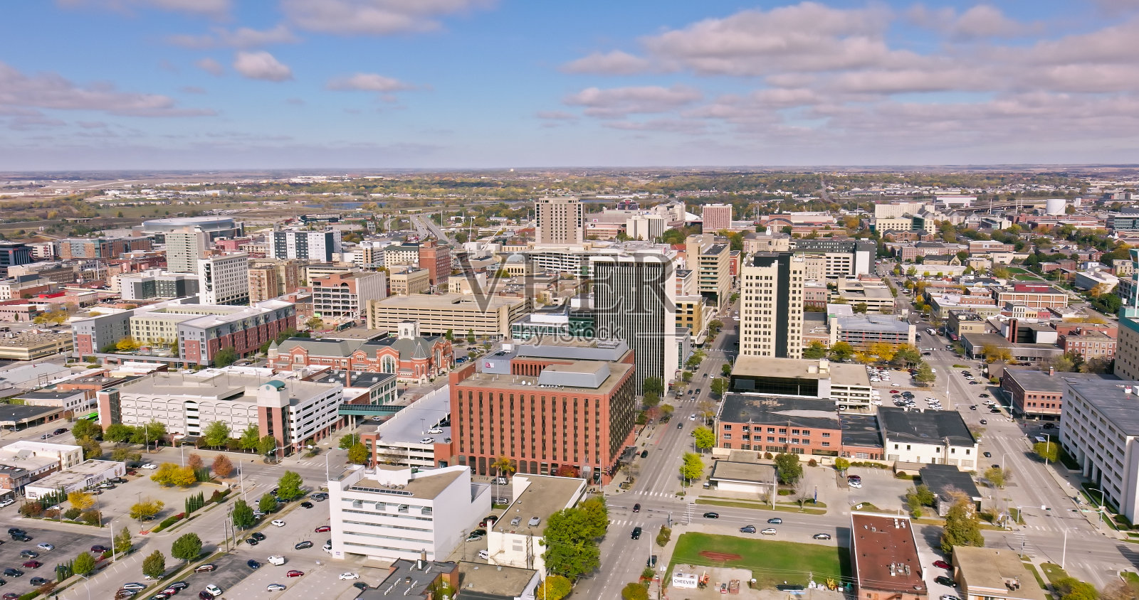 内布拉斯加州林肯市中心鸟瞰图照片摄影图片