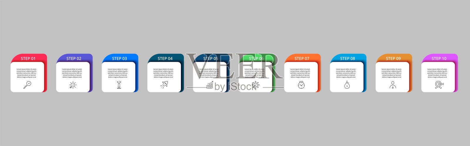 矢量信息图设计业务模板与图标和10个选项或步骤。插画图片素材