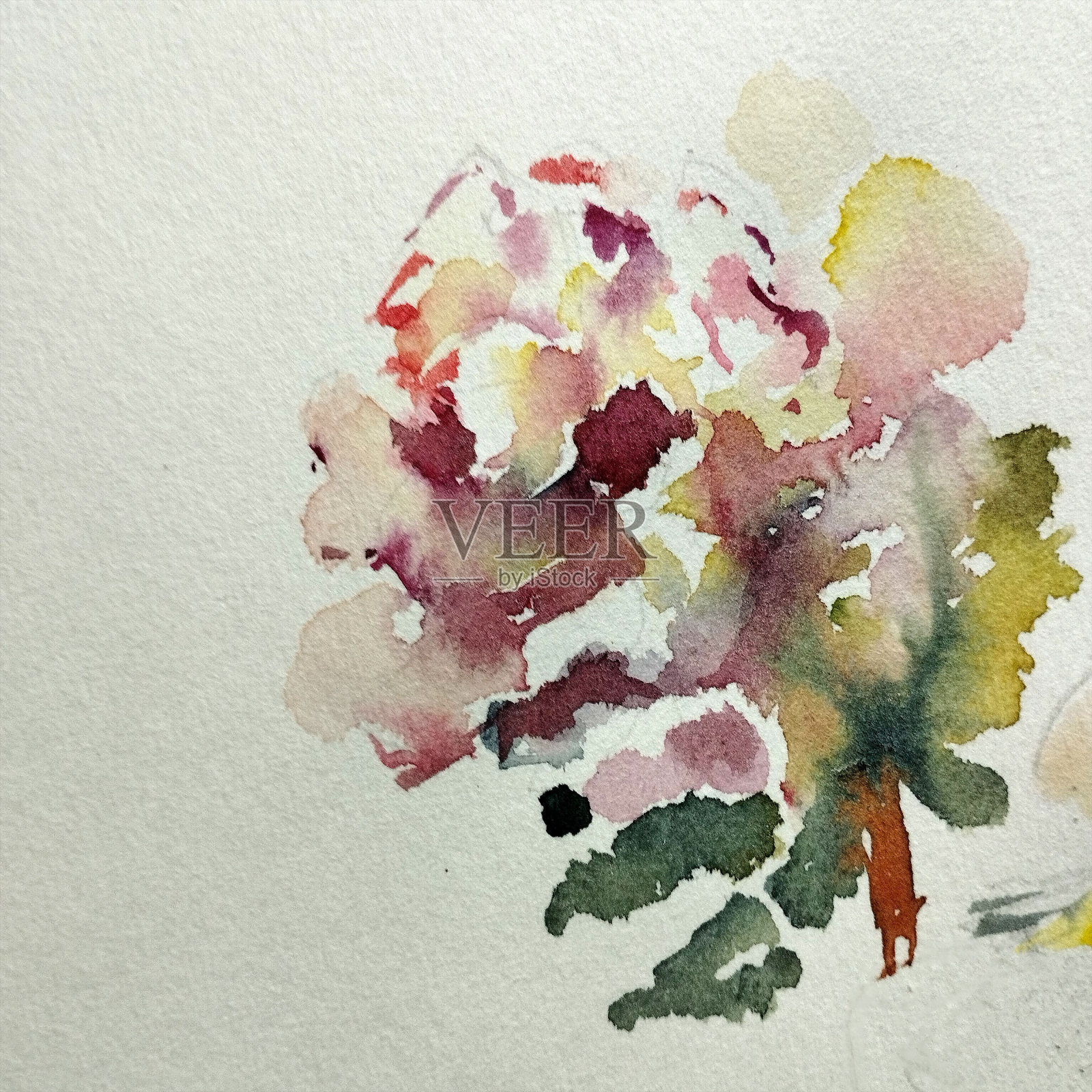 抽象明亮的彩色装饰背景。手工花卉图案。美丽温柔浪漫的夏日花束插画图片素材