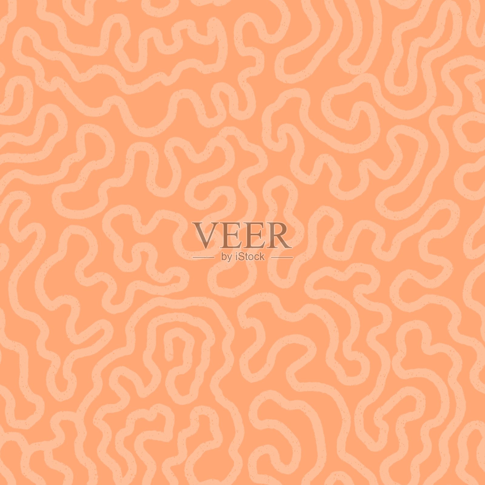 手绘无缝图案与波浪线插画图片素材