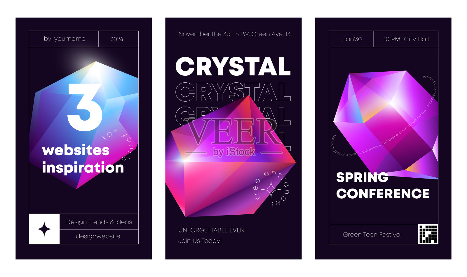 水晶横幅模板插画图片素材