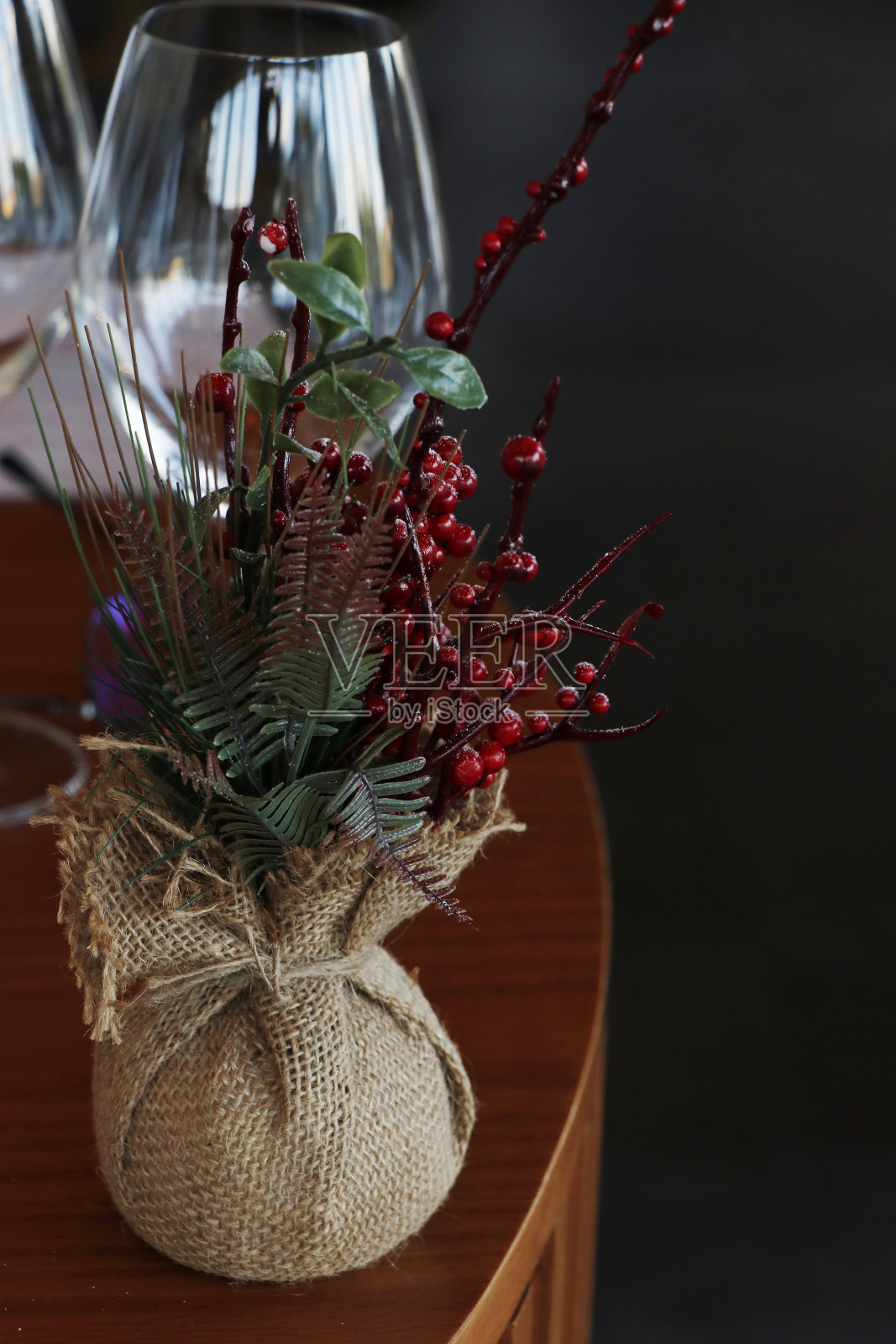 圣诞节餐厅装饰品特写照片摄影图片