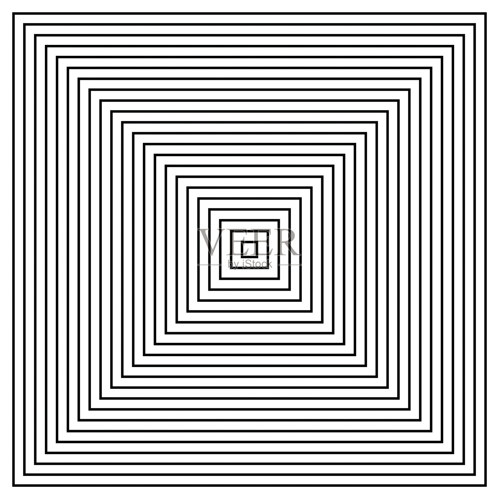 白色背景上的黑色同心正方形。单色背景插画图片素材