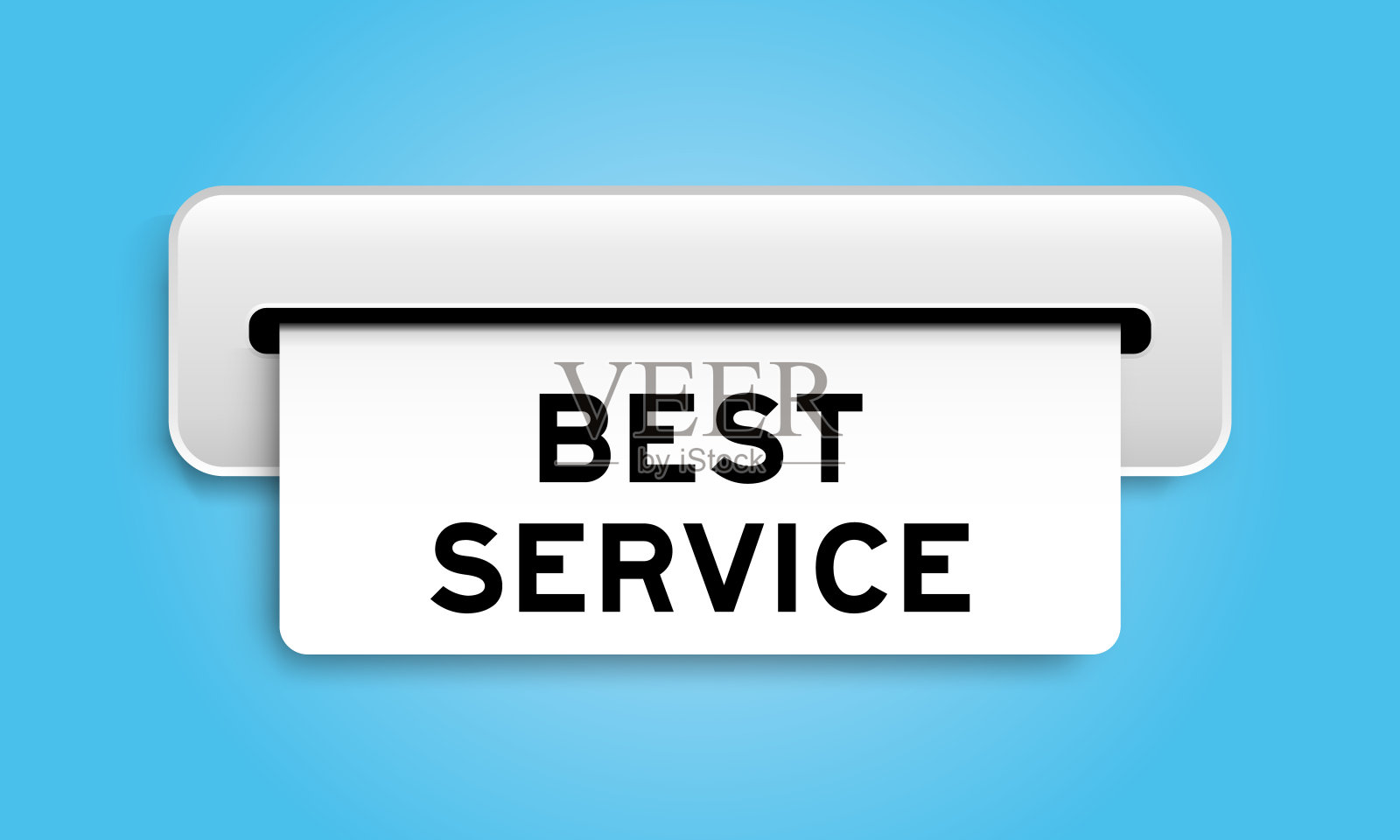 白色优惠券横幅与字最好的服务,从机器上蓝色的背景插画图片素材