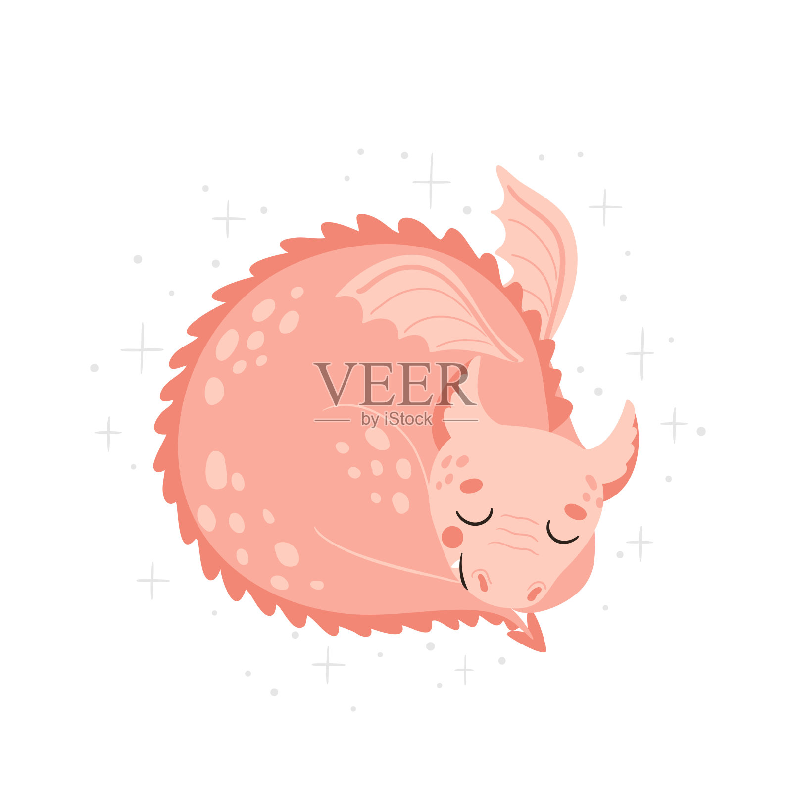 一个可爱的矢量插图的龙,完美的海报在一个孩子的房间。插画图片素材