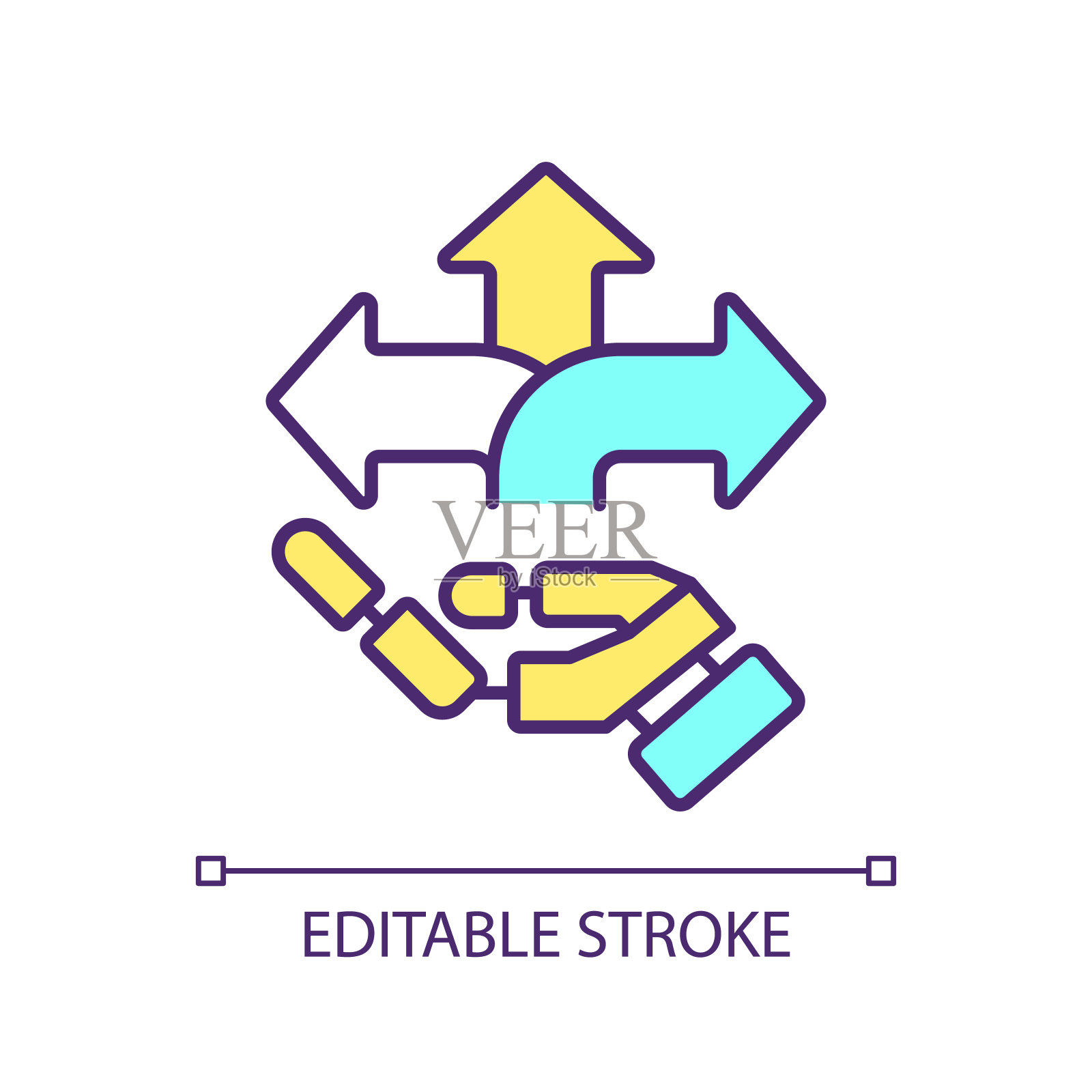 2D简单可定制的细线认知系统图标插画图片素材