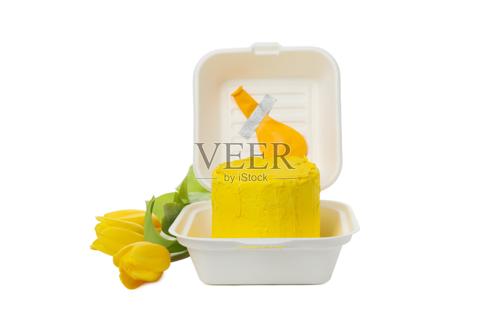 祝贺和庆祝的概念,盒装的便当蛋糕照片摄影图片