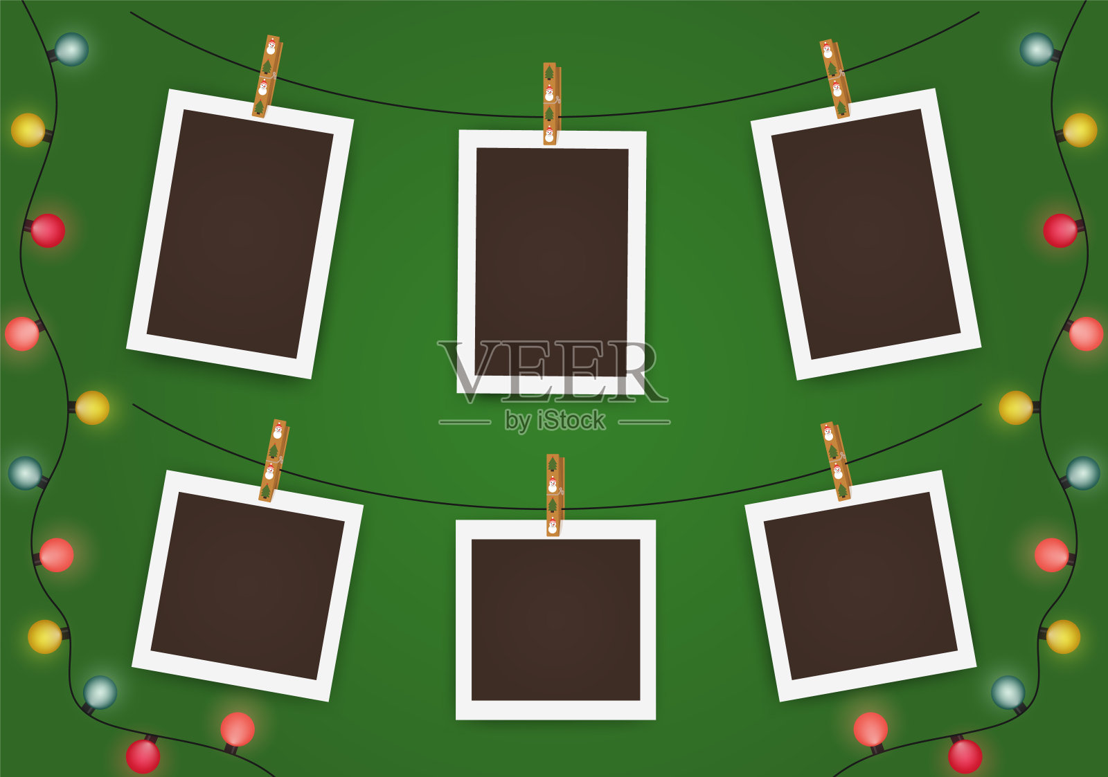 圣诞空相框模型。新年现实剪贴簿。空白框架图片模板插画图片素材