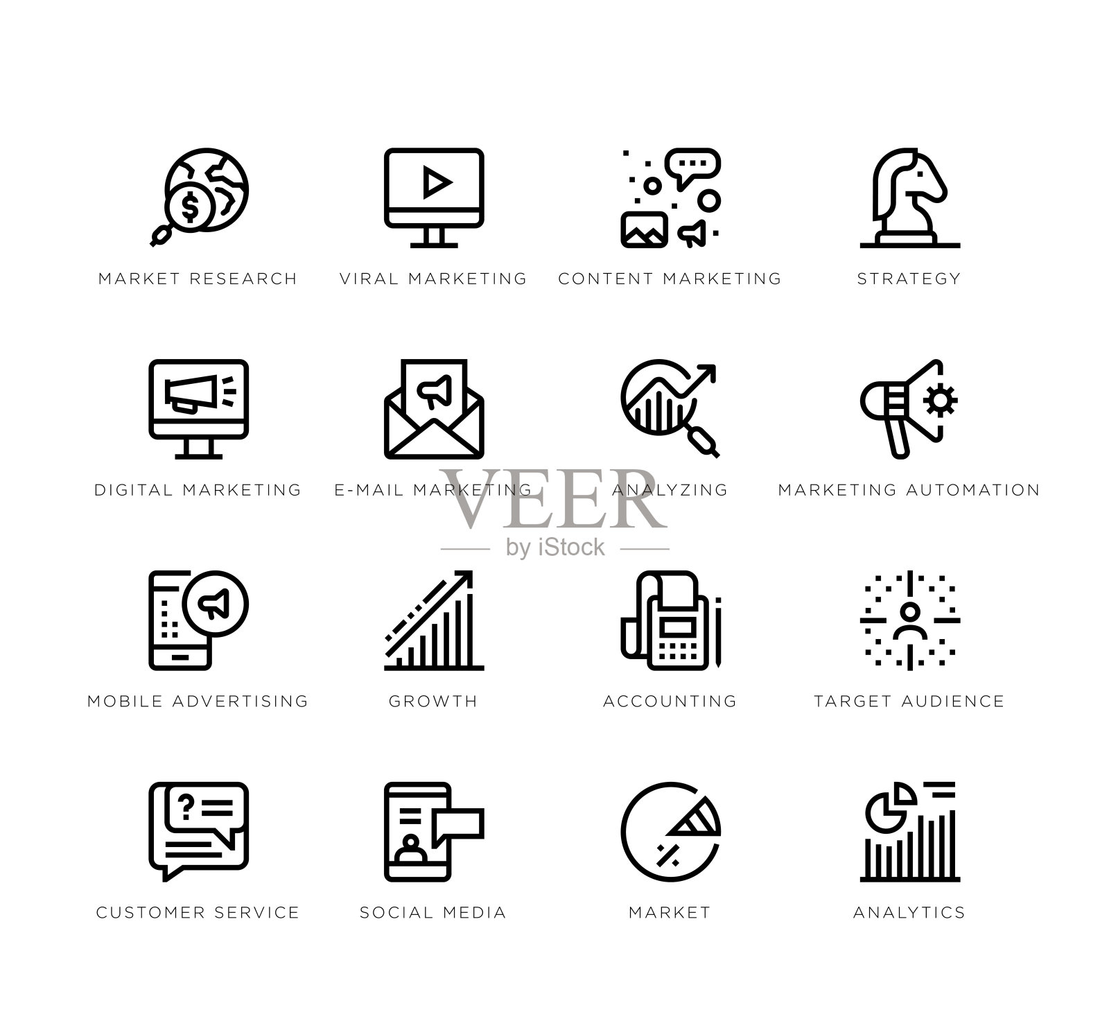 营销的图标插画图片素材