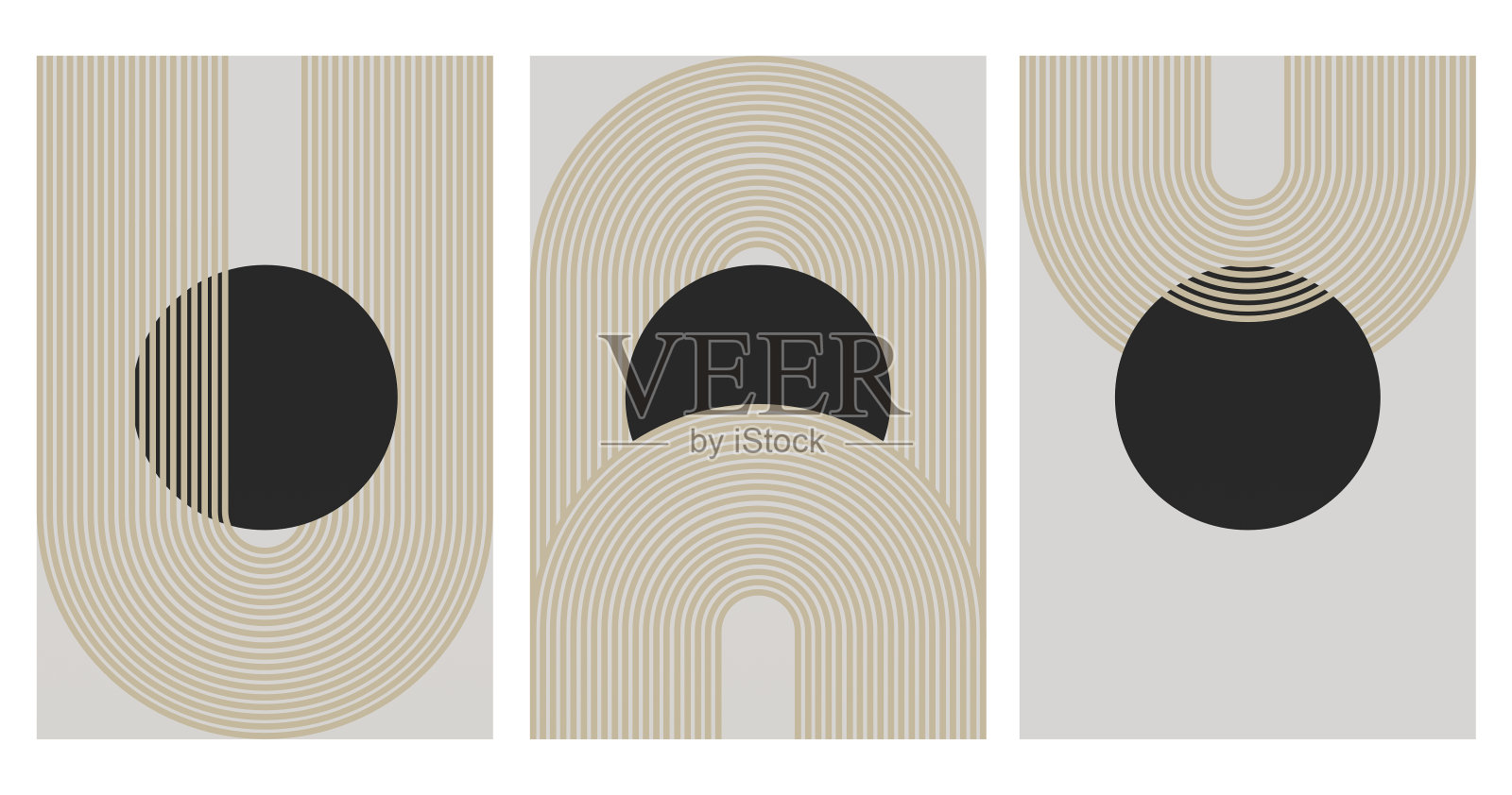 抽象几何包豪斯墙装饰海报。中世纪现代墙壁艺术插画图片素材