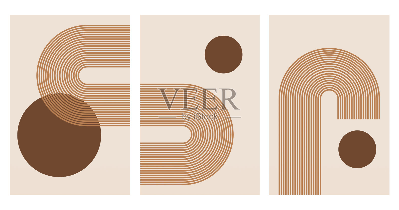 抽象几何包豪斯墙装饰海报。中世纪现代墙壁艺术插画图片素材