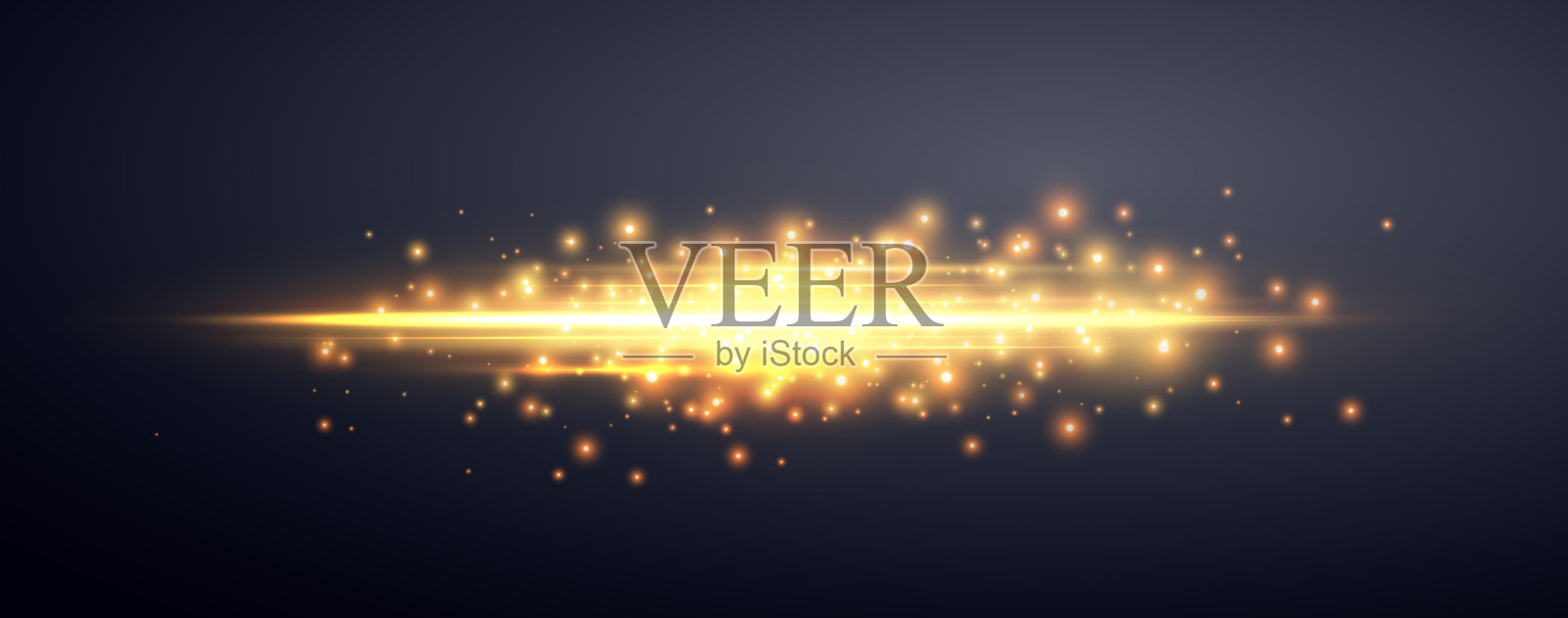 绿色水平透镜。带有射线或绿色闪光的闪光。辉光耀光效果。矢量插图。孤立在黑暗的背景。插画图片素材