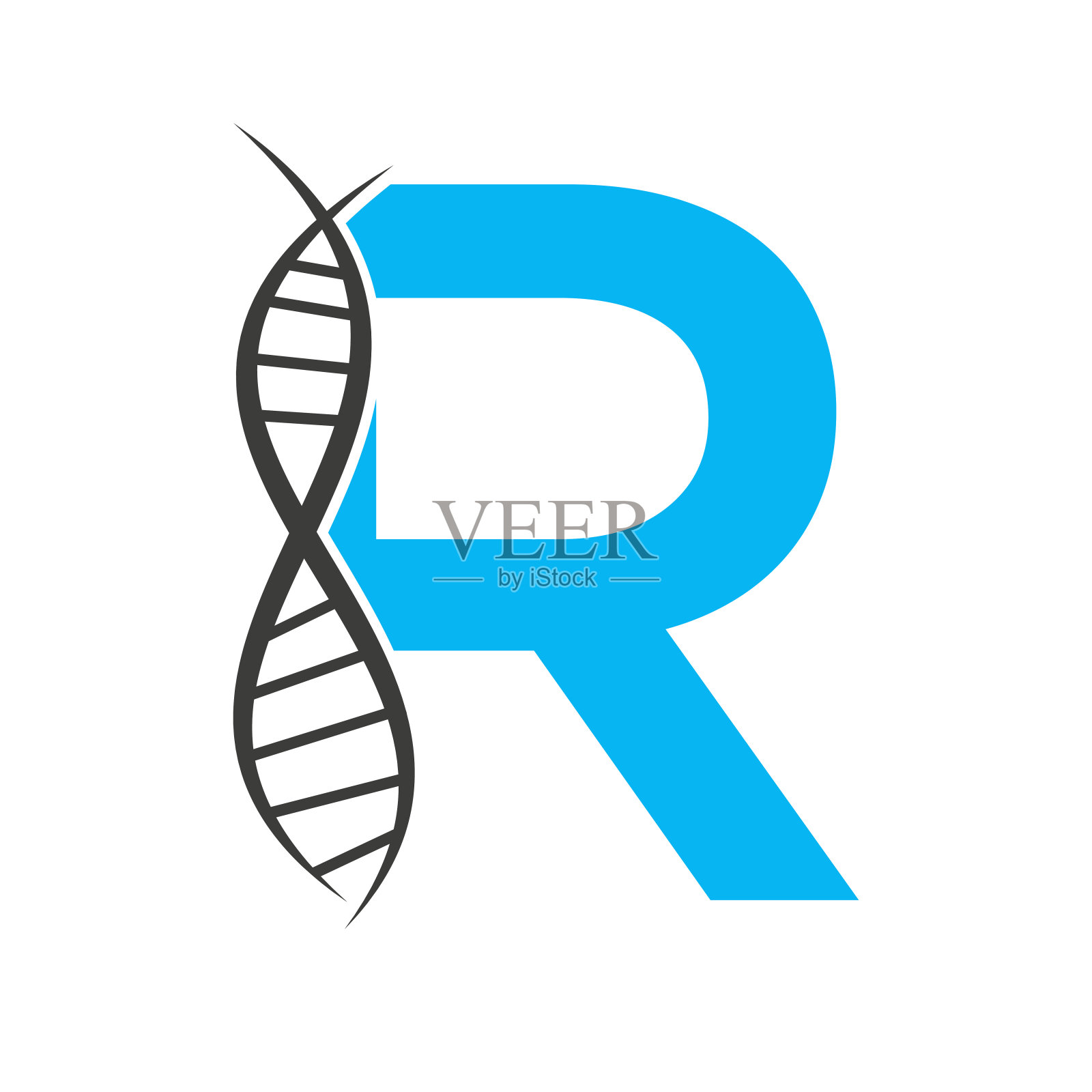 DNA标志上的字母R向量模板医疗保健标志插画图片素材