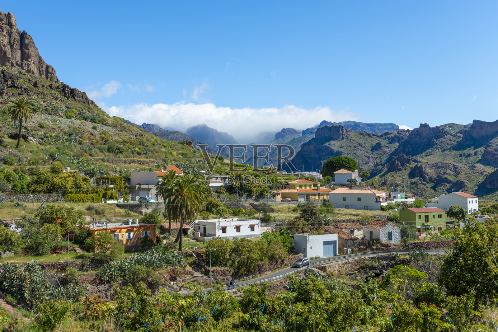 火山脚下的风景和大加那利岛的吉普车之旅。照片摄影图片